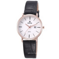 SKONE 9307 ladies brown leather strap silver color watch